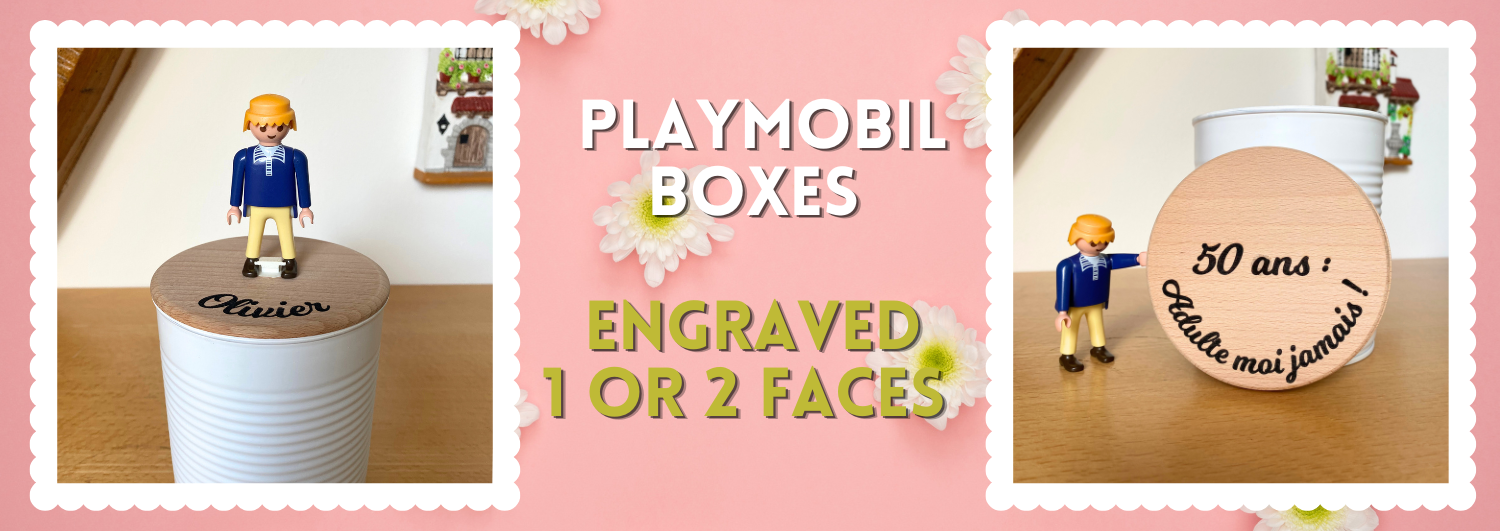 Playmobil box with engraving on 1 or 2 faces